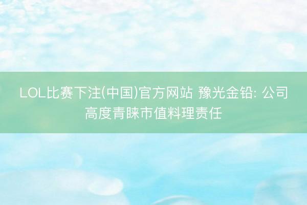 LOL比赛下注(中国)官方网站 豫光金铅: 公司高度青睐市值料理责任