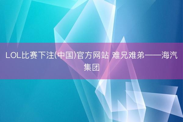 LOL比赛下注(中国)官方网站 难兄难弟——海汽集团