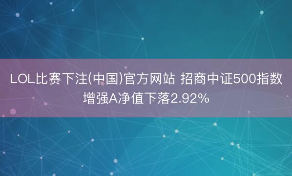 LOL比赛下注(中国)官方网站 招商中证500指数增强A净值下落2.92%